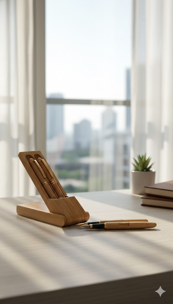 2 Bamboo Pen Set With Box