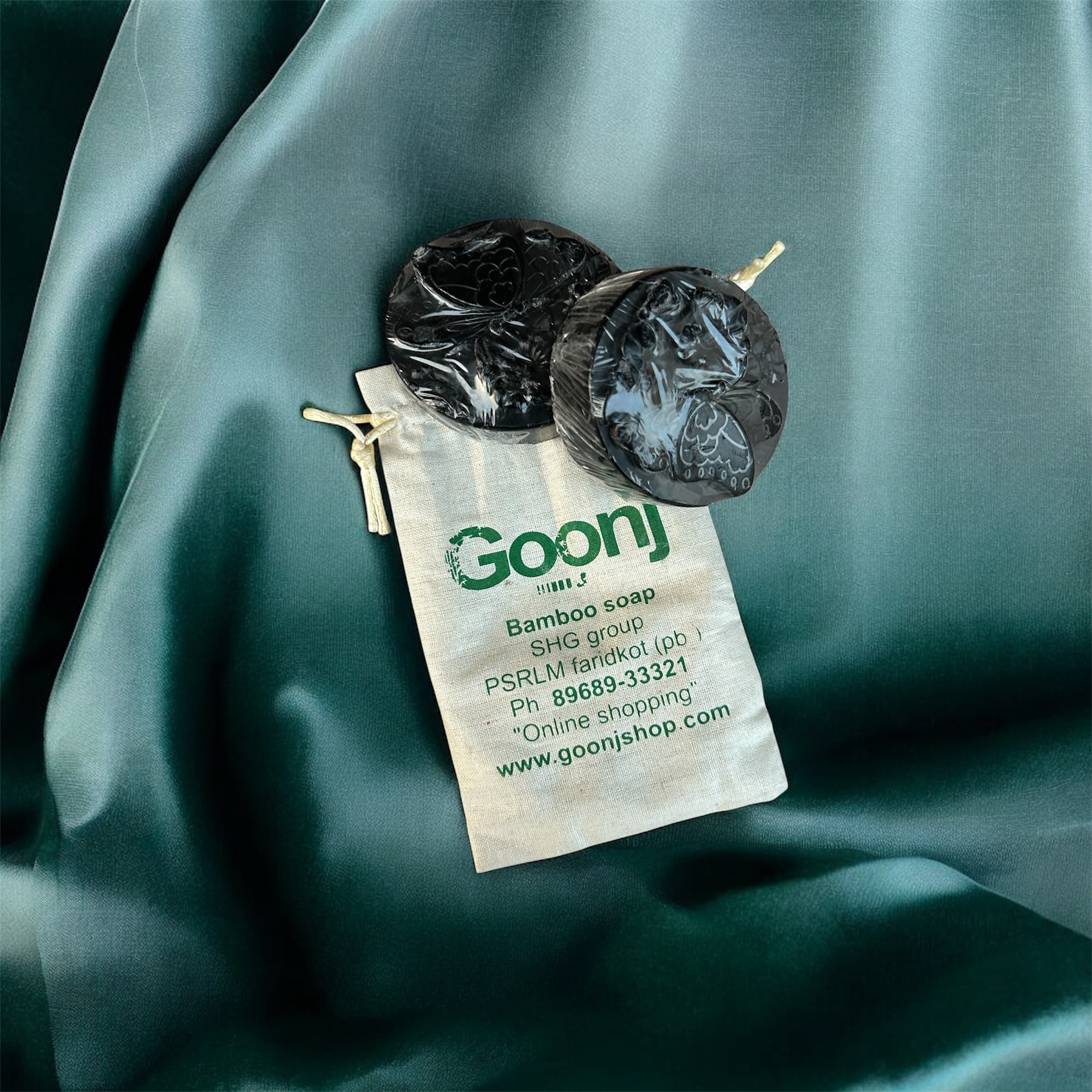 Bamboo charcoal Soap 2pc with Potli