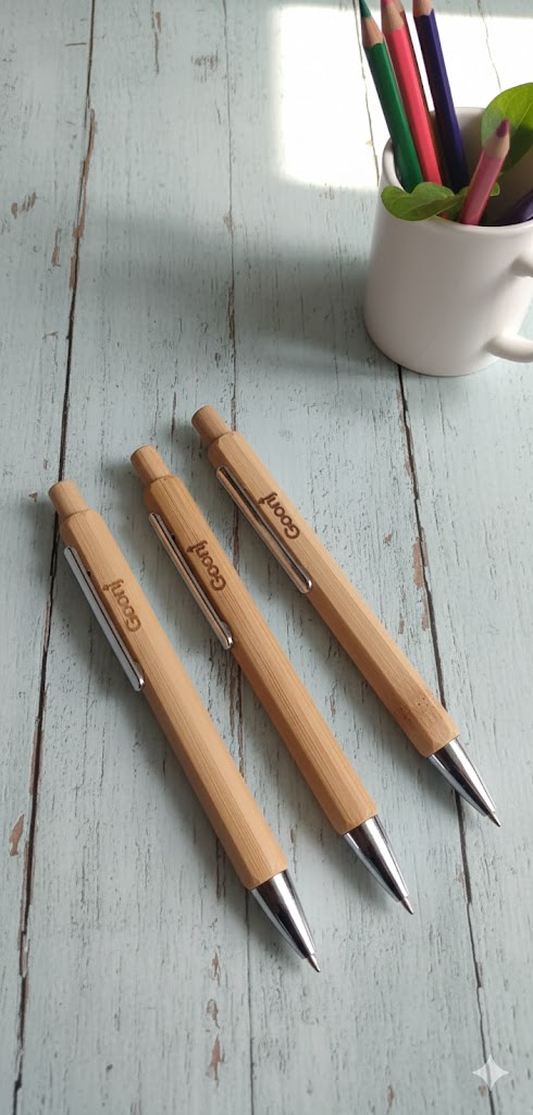 Bamboo Hexagonal Shape Ball Pen with Bamboo Pusher