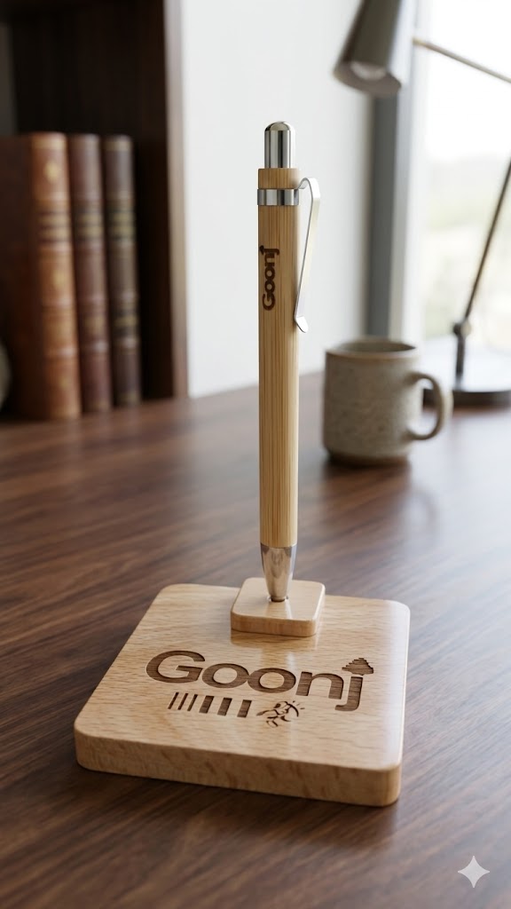 Bamboo Magnetic pen Stand with Pen